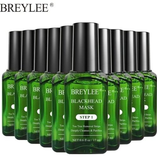 BREYLEE Blackhead Remover Serum Black Mask Shrink Pore Acne Treatment Anti-Aging Essence Skin Care Face Peeling Off Sheet Mask