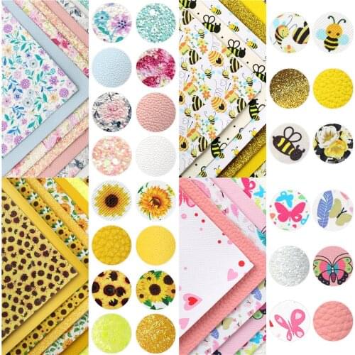 20*33cm Spring Sunflowers Faux Synthetic Leather For Bows Earring Hair Jewelry DIY Crafts Handmade Acessories,1Yc16915