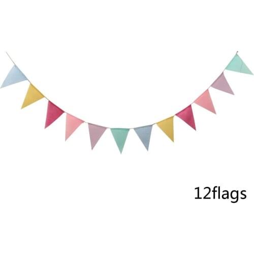 Colorful jute flax flag pennant birthday bunting party wedding hanging banner party home decoration wreath anniversary festoon