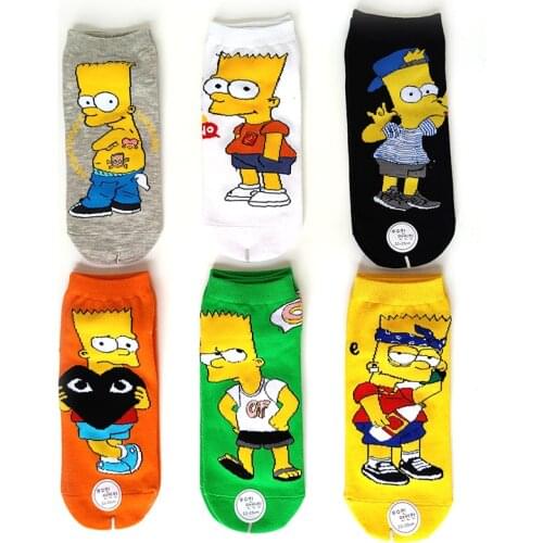 The Simpsons Disney Theme Cartoon Anime Funny Socks 5 Pairs/Pack Women Short Low Cut Socks Cute Unisex Cotton Ankle Socks
