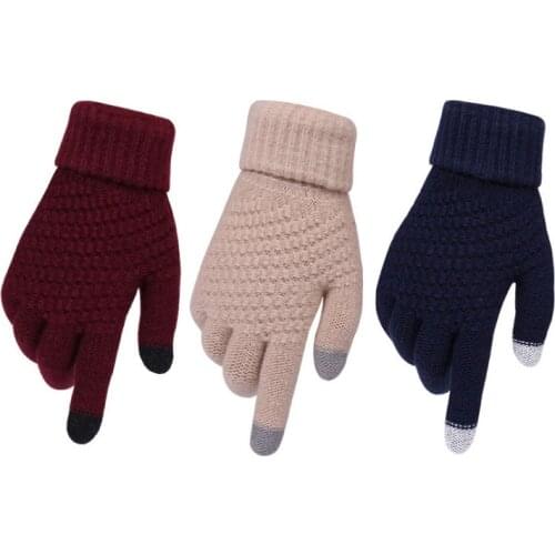 Womens Cashmere Knitted Gloves Jacquard Touch Screen Gloves Warm Gloves Ski Gloves Plush Gloves Hiking Gloves