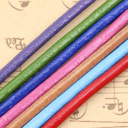 20pcs/lot 2.5mm genuine round cow leather cord jewelry cord for necklace bracelet DIY jewelry accessories 1m/pc K03274