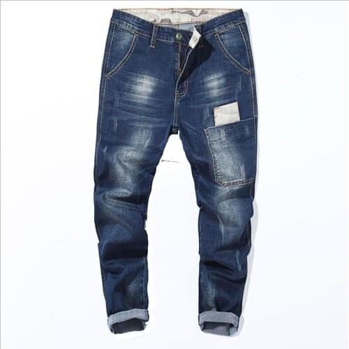 2021 Plus Size Mens Hip Hop Harem Jeans Fashions Blue Black Men Streetwear Denim Pants Korean Style Loose Casual Trousers