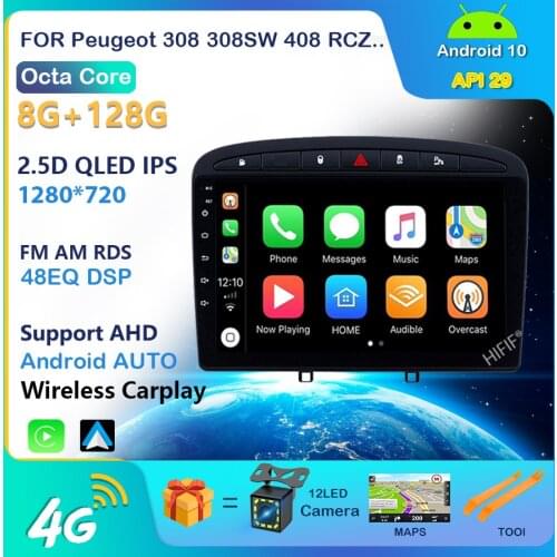 4G + 64G Android 10 Car DVD Player for Peugeot 408 308 308SW Car Radio GPS Navigation WIFI RDS IPS Multimedia Player 2din no dvd