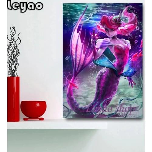 Diamond embroidery mermaid princesses 5d diy diamond painting full drill mosaic picture rhinestones Cartoons Cross Stitch Decor