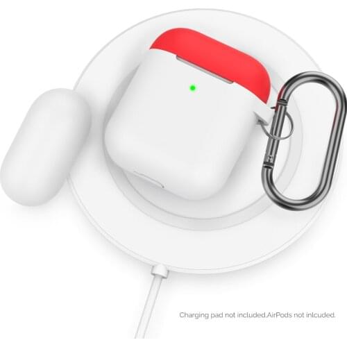 Ahastyle Earphone Case for Airpods Bluetooth Wireless Charging Box Slim Protective Cover Skin with Carabiner Hook for Airpods 2