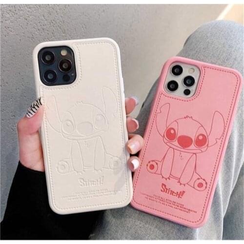 2021 Disney Mickey& Stitch PU Casefor iPhone 6/6s/7/8 plus xr xs max 11pro max Kawaii Phone Case 360 Full Cover