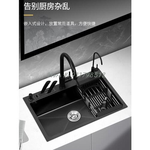 Black Nano Sink Single Tank Household Vegetable Sink Kitchen Sink 304 Stainless Steel Large Sink