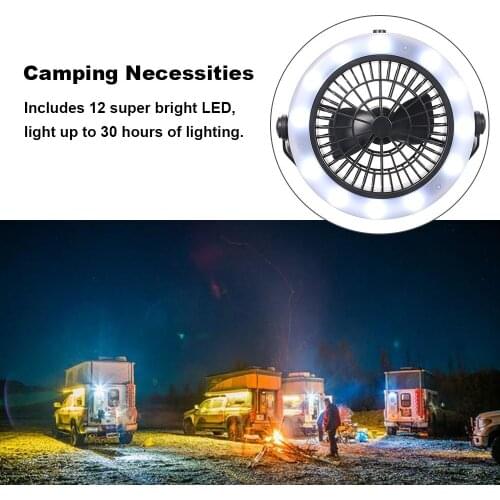 Camping Lantern With Ceiling Fan LED Tent Light Fan Fishing Fan Lantern Power by batteries