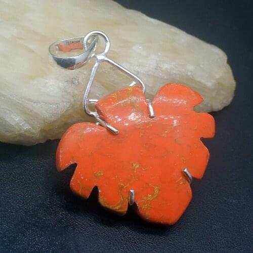 Gemstonefactory Jewelry Big Promotion Single Unique 925 Silver Orange Malachite Heart Women Lady Necklace Pendant 20210250