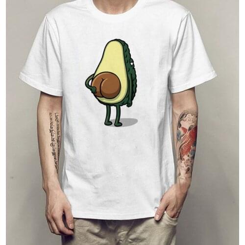 Harajuku Hip Hop Style Men White T-shirt Creative Funny Avocado Ass Graphic Tee Summer Casual Comfortable O-neck Tshirt Men