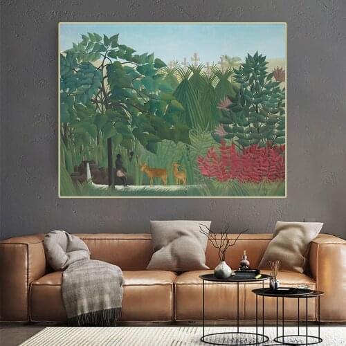 Holover Henri Rousseau"The Waterfall"Canvas Oil Painting Picture Western Art Decor Poster Wall Aesthetic Home Decoration