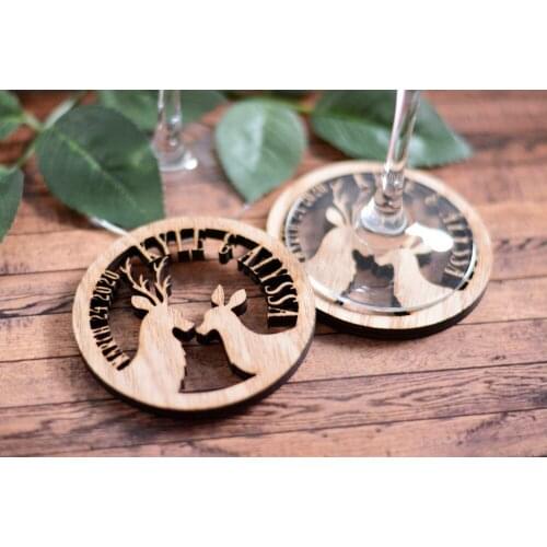 Personalized Wedding Gifts - Wedding Coaster Keepsakes - Custom Drink Coasters - Laser Cut Coasters - Rustic Theme