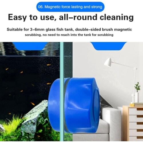 Aquarium Glass Window Clean Tool Aquarium Fish Tank Magnetic Brush Algae Scraper Cleaner Scrubber Cleaner Brush, 3 Colors