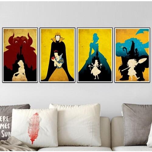 Canvas Painting Girl Room Wall Art Decor Disney Snow White Posters Beauty And The Beast Frozen Prints Pictures Home Decoration