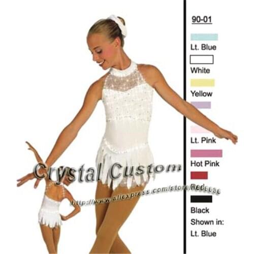 Beautiful Girls Ice Skating Dresses With Spandex White Color Graceful New Brand Figure Skating Competition Dress Custom DR2686