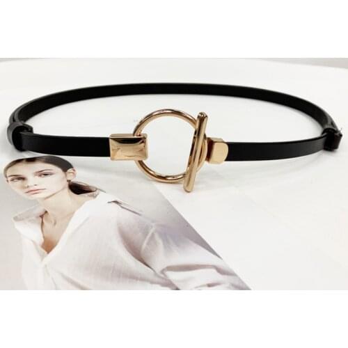 SHUCHAN Fashion Designer Cowhide Thin Belt Womens Dress Decoration Waist Chain Waist Ladies Belt Split Leather Adult