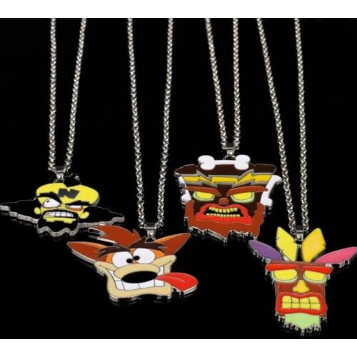 MQCHUN Game Jewelry Crash Bandicoot Necklace Wolf Aboriginal Metal Pendant Fashion Link Chain Necklaces Women Men Charm Gifts