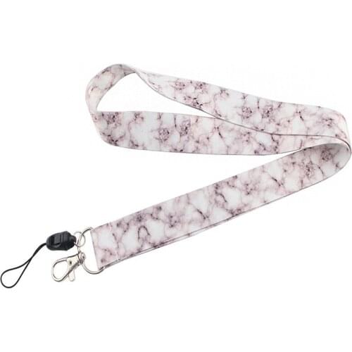 Marble Neck Strap Lanyard For USB Gym ID Card Badge Holder Keychain Webbing Mobile Phone DIY Hanging Rope Belt Accessories Gifts