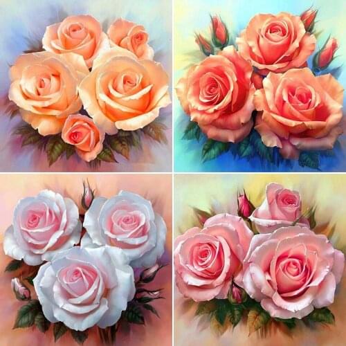 5D DIY Diamond Painting Flowers Rose Cross Stitch Kit Full Drill Embroidery Mosaic Pictures of Rhinestone Home Decoration Gift