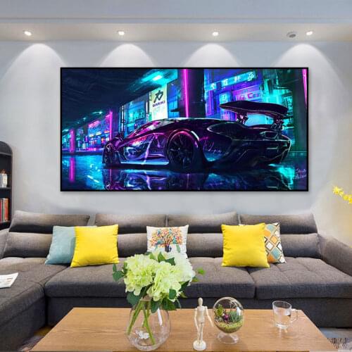 Sci-fi City Sports Car Posters And Prints Game Screen Canvas Painting Hd Printing Home Mural Bedroom Decoration Wall Art Picture