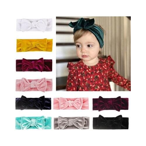 New Velvet Baby Headband Turban Bowknot Baby Girl Headband For Newborn Bow Hair Band Children Kid Head Wrap Hair Accessories