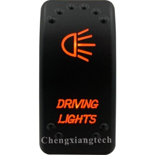 5 Pin SPST Laser Etched Driving Lights Rocker Button Switch Orange Led ON OFF 12v 20A, Waterproof