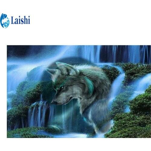 Full circle diamond painting Landscape wolf handmade diamond Diamond drawing embroidery wholesale mosaic art kit home decoration