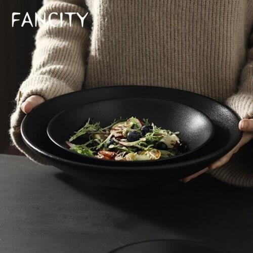 FANCITY Japanese style simple and creative frosted ceramic deep dish dish home net red pasta dish soup dish can hold soup dish