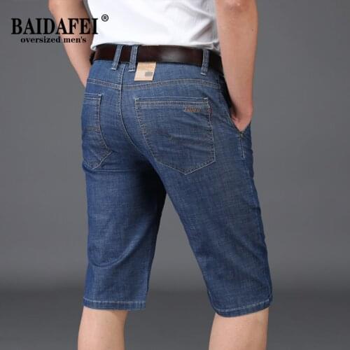 Plus Size 2021 Summer New Men Business Denim Shorts Fashion Casual Stretch Loose Straight Thin Comfortable Male Short Jeans