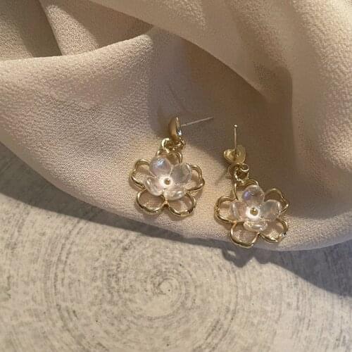 YAOLOGE For Women Gold Color Heart Drop Earrings Trendy Flower Alloy Earrings Accessories 2021 Fashion Jewelry Gift Oorbellen