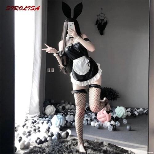Sexy Erotic Gothic Lingerie Female Bunny Girl Temptation Cosplay Costumes Uniform Passion Suit French Babby Doll Maid Outfit