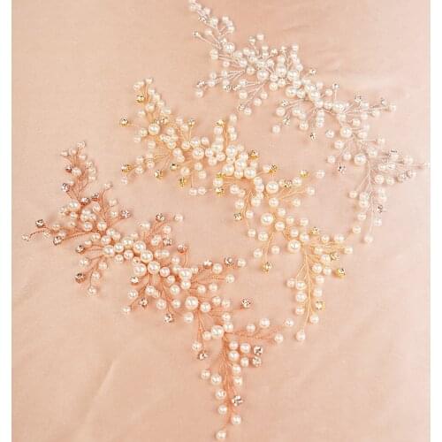 Wedding Pearl Hair Accessories Wedding Headband Bridal Hair Piece for Wedding Rhinestones Hair Vine for Women and Girls