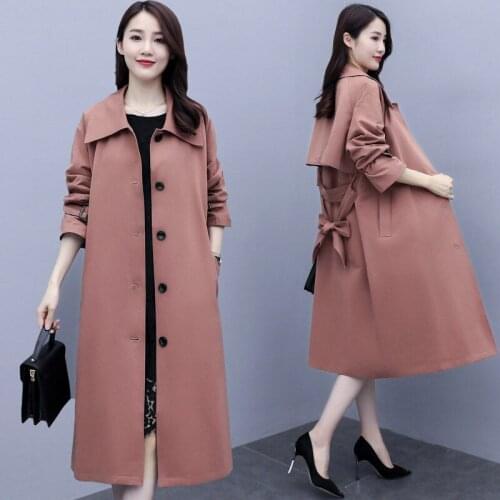 Windbreaker Womens Mid-length 2020 Spring and Autumn New Loose Single-breasted Lapel Korean Fashion Coat Female Trench k1120