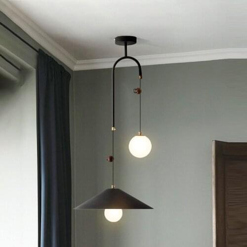 Vintage Bedside LED Pendant Lights White Black Bar Dining Room Cafe Shop Hanglamp E27 G9 Bulb Luminaire Cord Adjustable Glass