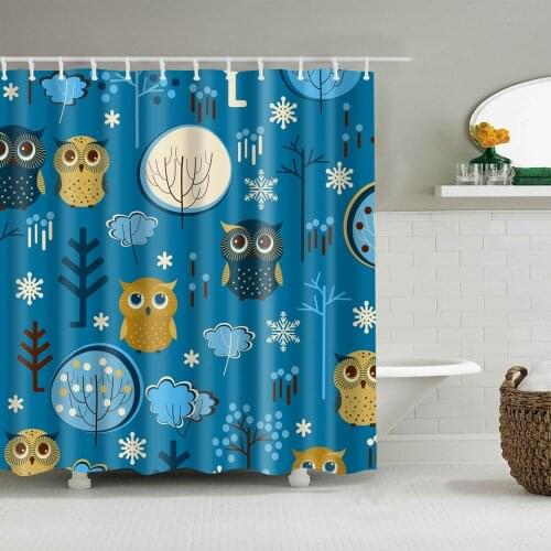 Cartoon Animal Snowflake Owl Shower Curtain Fashion Bath Accessories