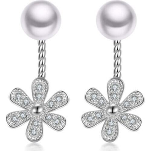 2021 Woman New High Quality Fashion Shell Pearl Flower Design 925 Sterling Silver Ladies Earrings Earrings Jewelry Gifts