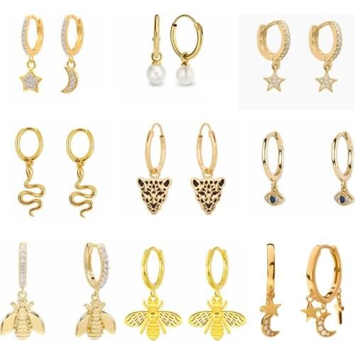 Aide Prevent Allergy Huggie 925 Silver Hoop Earrings for Women Bee Snake Pearl Earring 2021 Trend Fashion Jewelry oorbellen