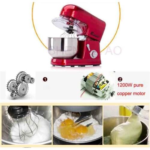 1pc 220V Multifunctional 5L Household/commercial Stainless Steel Cook Machine And Noodle Maker, Kneading Milk And Egg Beater