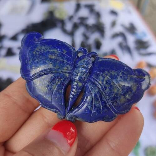 1PC Natural Stone Lapis Lazuli Hand Made Carved Butterfly Crystal Fashion Carved Animal Figurine Gifts