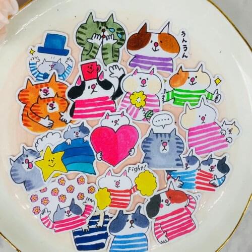 18pcs Funny cat Stickers Adhesive Stickers DIY Decoration Diary Japa Stationery Stickers Children Gift