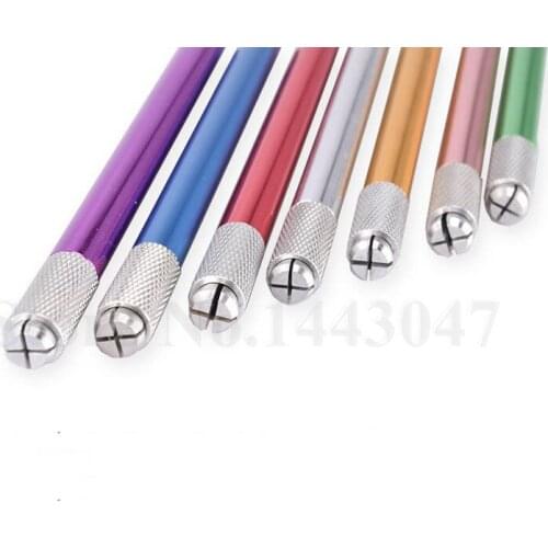 Freeshipping 2Pcs Aluminum Gold Professional Permanent Makeup Tattoo Manual Pen Cosmetic Microblading Tattoo Handmade Pen