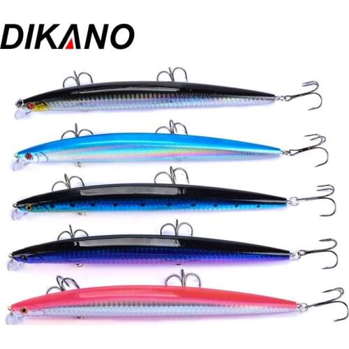 3Pcs Fishing Pencil Lures 18cm/24g Inshore Large Hard Bait Minnow Lures with Triple Hooks
