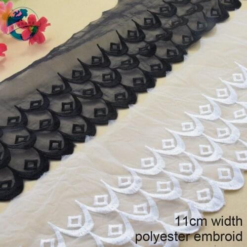 3yards 11cm width polyester embroid lace sewing ribbon guipure trims doll lace DIY Garment Accessories wedding lace#3448