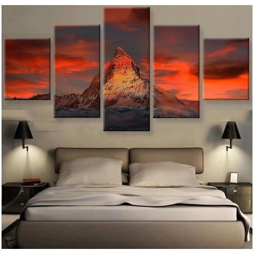 5 Panel Sky Was Aglow With Sunset Colour Modern Home Wall Decor Canvas Picture Art HD Print Painting On Canvas For Living Room