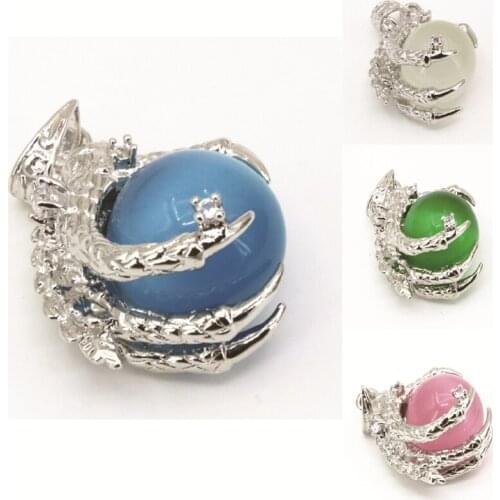 5pcs 25x31mm Stone Pendant For Women Fit Diy Necklace Chain Charms Opal Cat Eye Glass Round Ball Paw Shape Diy Findings B3295