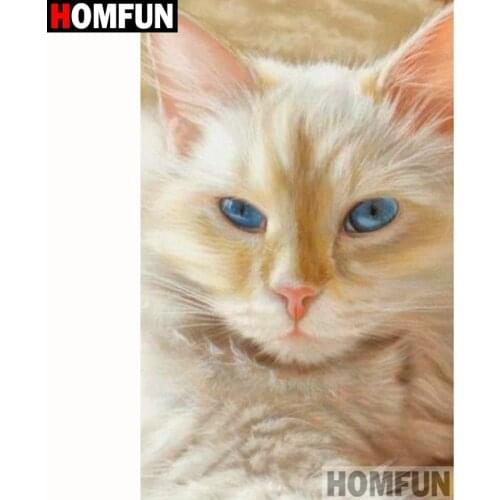 HOMFUN Full Square/Round Drill 5D DIY Diamond Painting "Animal cat" Embroidery Cross Stitch 5D Home Decor Gift A18165