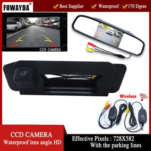 FUWAYDA For Mercedes Benz CLA Class C117 2015 Car RearView Camera Reverse HD CCD RCA NTST cameraTrunk handle with mirror monitor