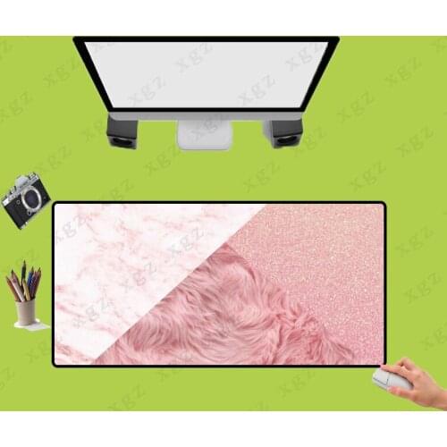 XGZ White Pink Fluff Pad Gaming Mouse Pad Lock Edge Mouse Mat Keyboard Pad Mousepad For Laptop Computer Notebook Desk Mat XXL