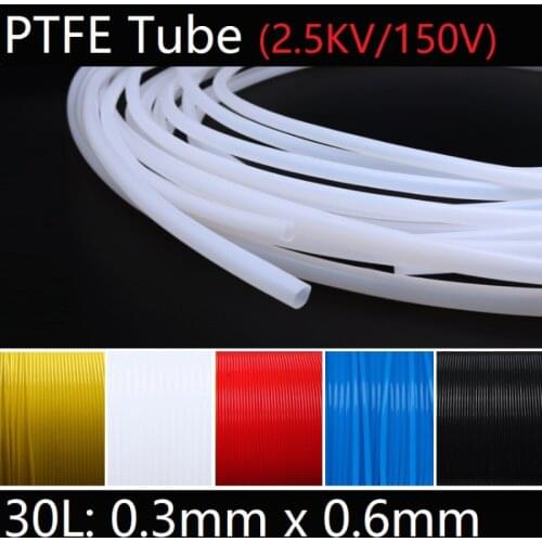 30L 0.3mm x 0.6mm PTFE Tube F46 Insulated Capillary Heat Protector Transmit Hose Rigid Temperature Corrosion Resistance 150V